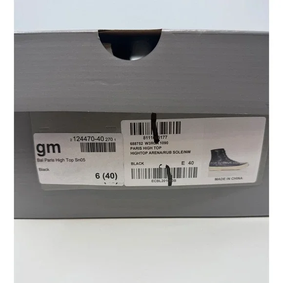 Balenciaga Paris High Top Sneaker Black Leather Size 7 US 40 EU - Picture 7 of 7